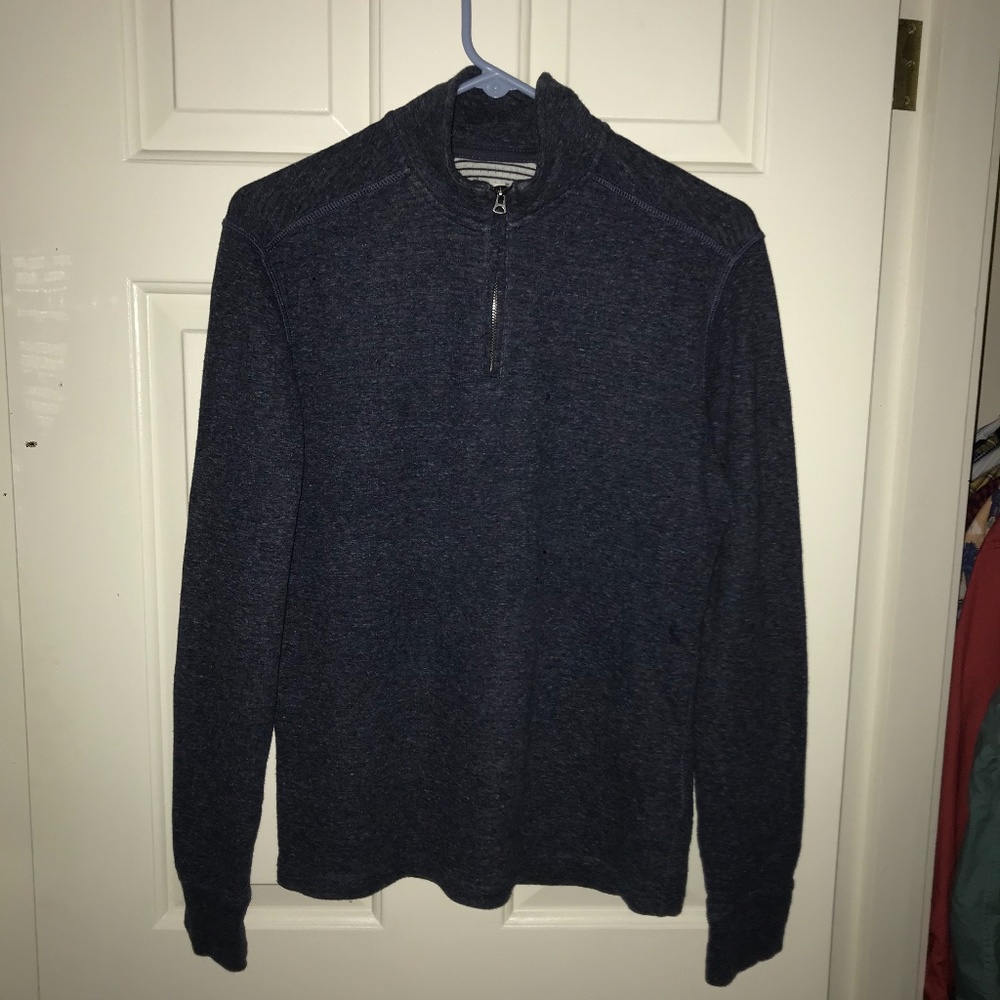 J. Crew Knit Goods Long Sleeve Double Layer Knit 1/2 Zip Shirt Heathered Navy